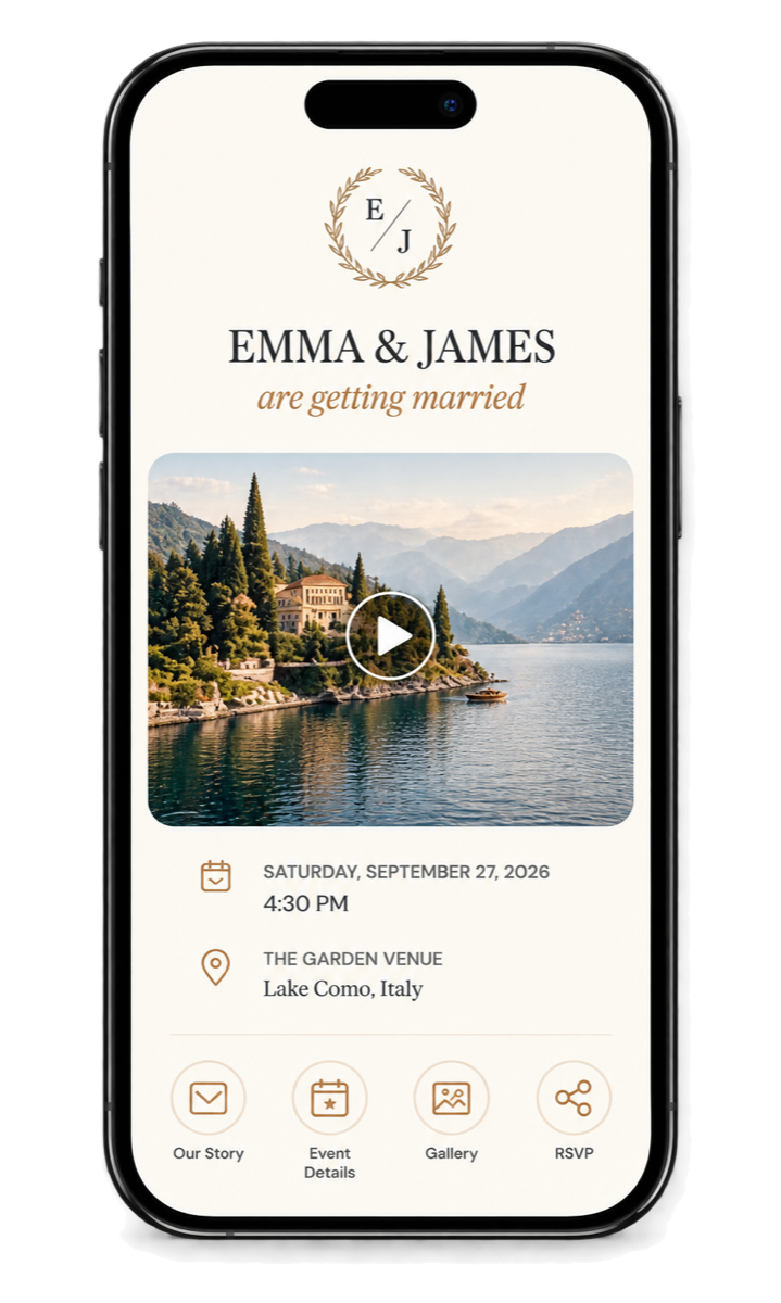 A premium TwistInvite video invitation on a phone