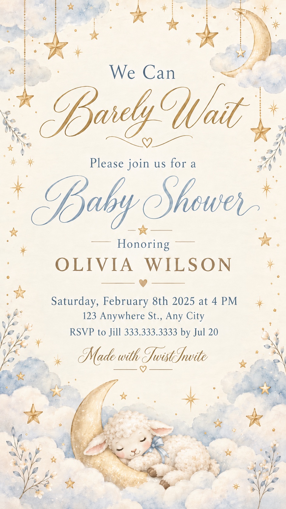 We Can Barely Wait baby shower invitation template preview
